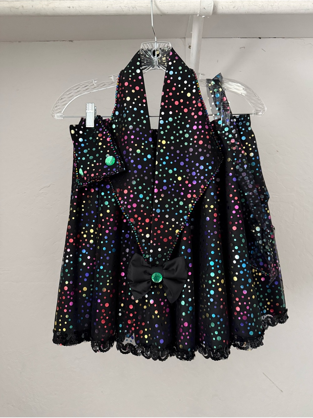 Black & Metallic Polka Dot Musical Theatre Dance Costume with Accessories